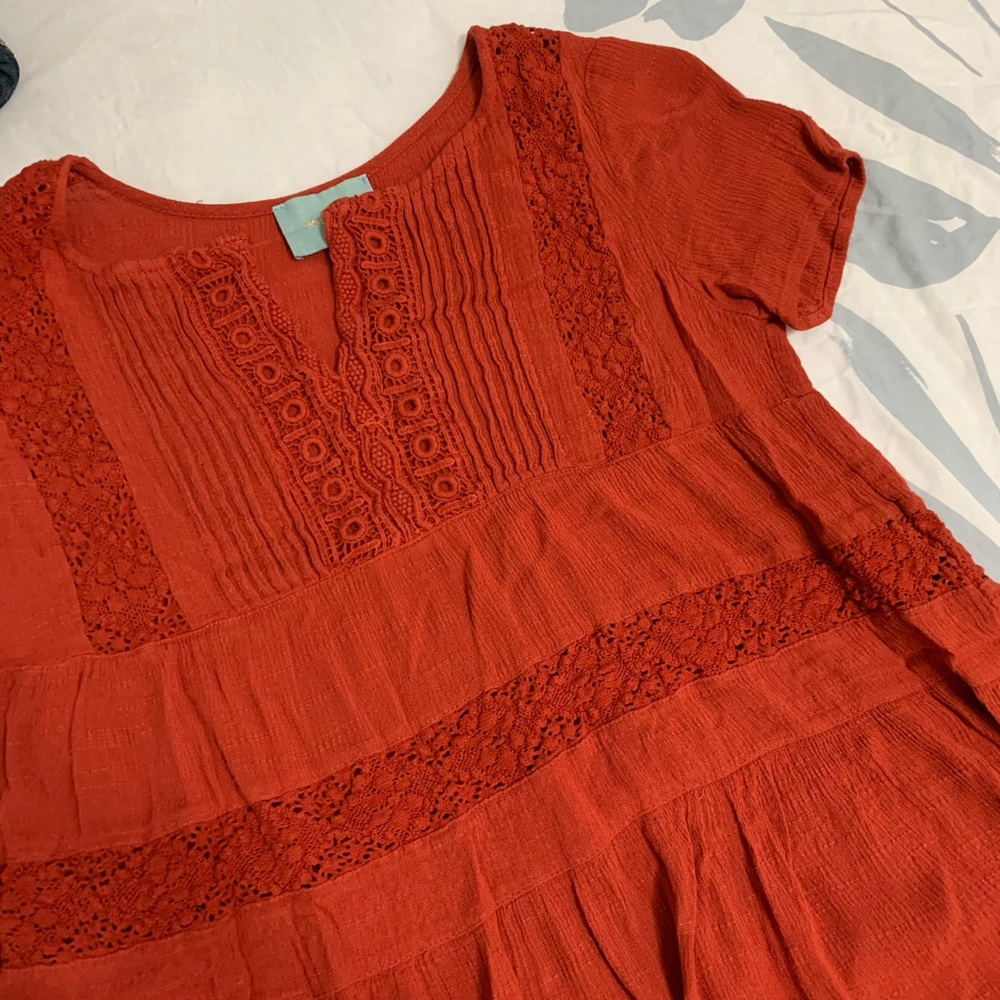 Skies Are Blue, Orange Blouse